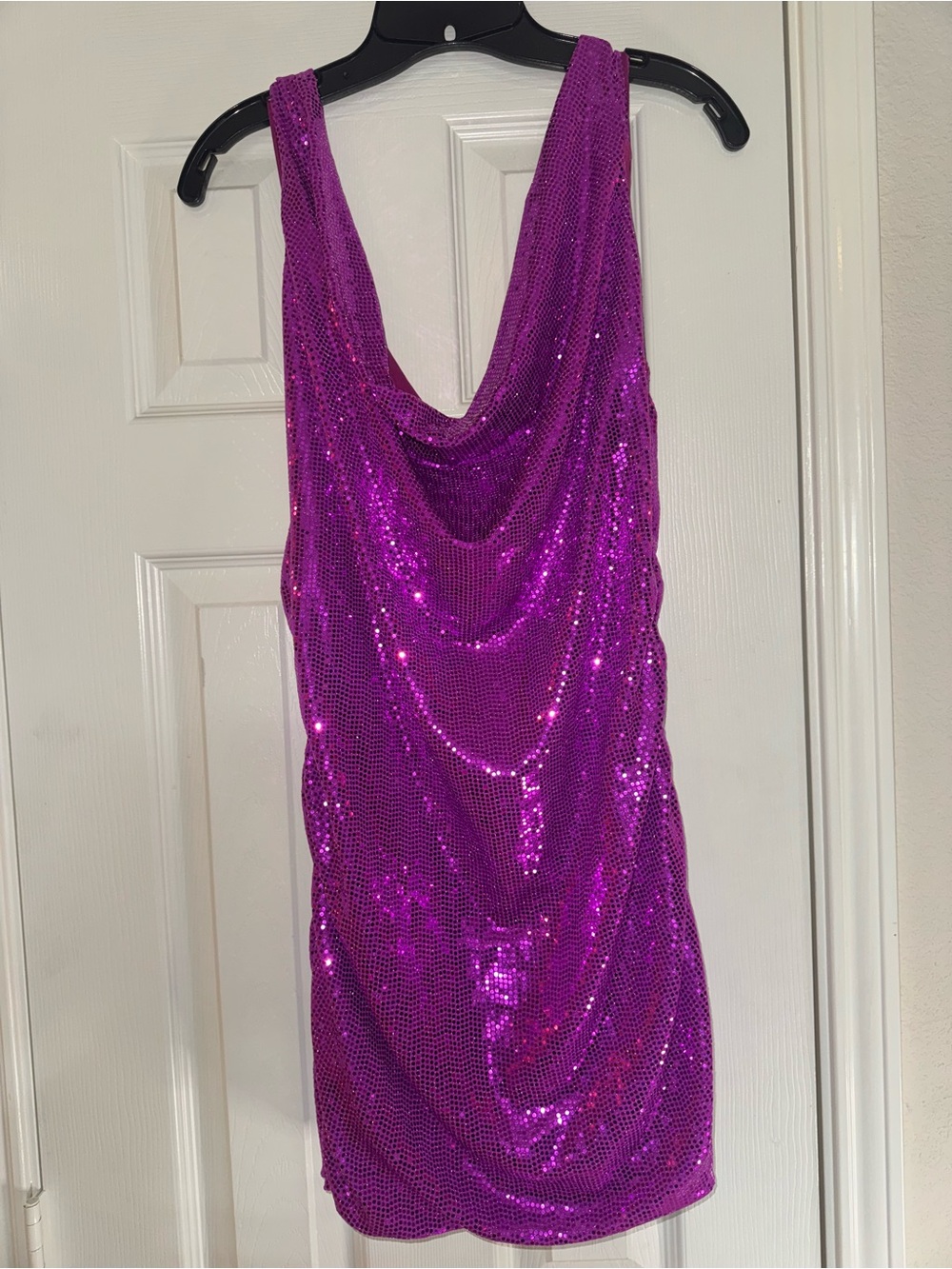 NWOT Urban Outfitters Sparkling Purple Sequin Cowl Neck Mini Dress